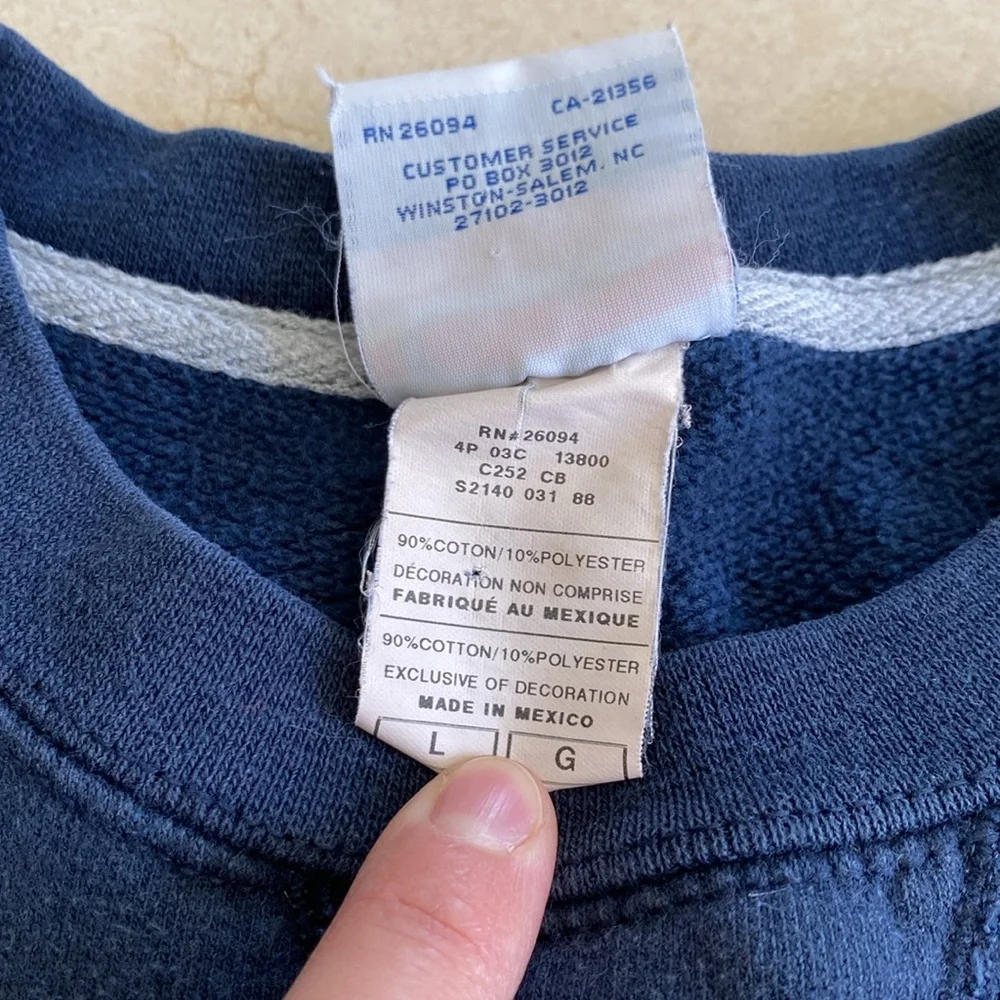 VINTAGE Champion Navy Blue Oversized Crew Classic - Picture 8 of 11